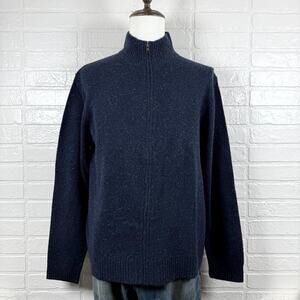 Club Room by Charter Club Sweater Mens L Navy 100% Lambswool Knit Full Zip NWT